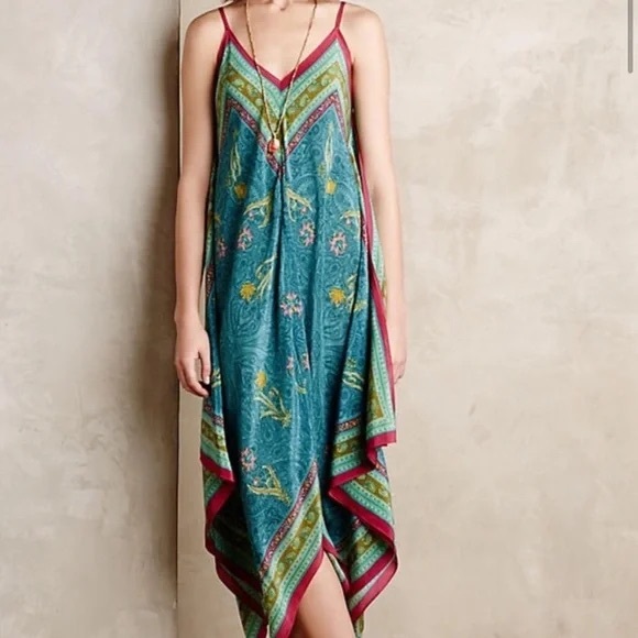 HOLDING HORSES Dresses & Skirts - Anthropologie Holding Horses Floral Paisley Handkerchief Slip Sundress Silk M L
